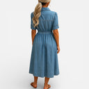Women’s Denim Midi Dress Timeless Button Front Design