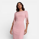 Women’s Midi Dress Beaded O-Neck Elegant Half Sleeve