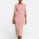 Elena – Women’s O-Neck Half Sleeve Beaded Swing Dress