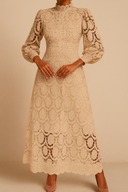 Beige lace dress on a beige background