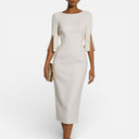 Elena – Women’s O-Neck Half Sleeve Beaded Swing Dress