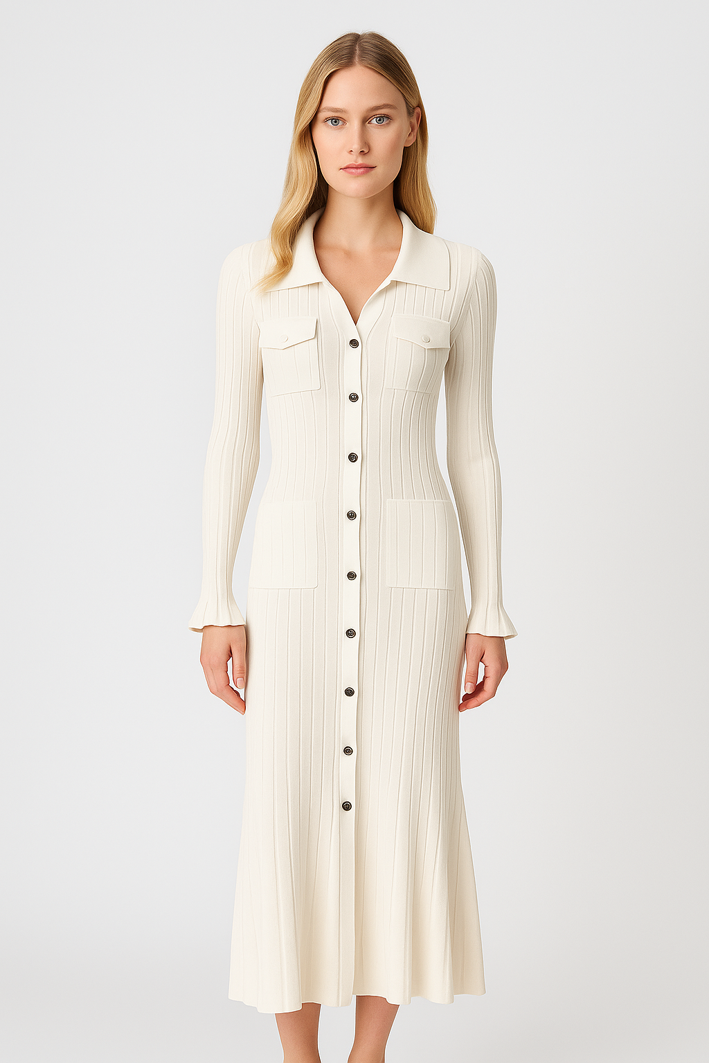 Maya – Women’s Long Sleeve Dress with Ruches