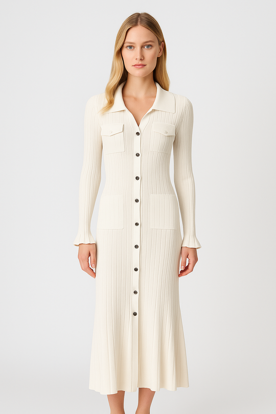 Maya – Women’s Long Sleeve Dress with Ruches