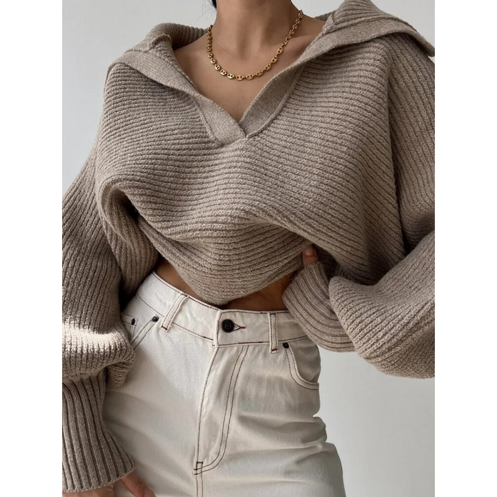 Sharon - Women's Braided Cropped Top with V-Neck