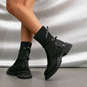 Selena – Women’s black ankle boots with knit detail