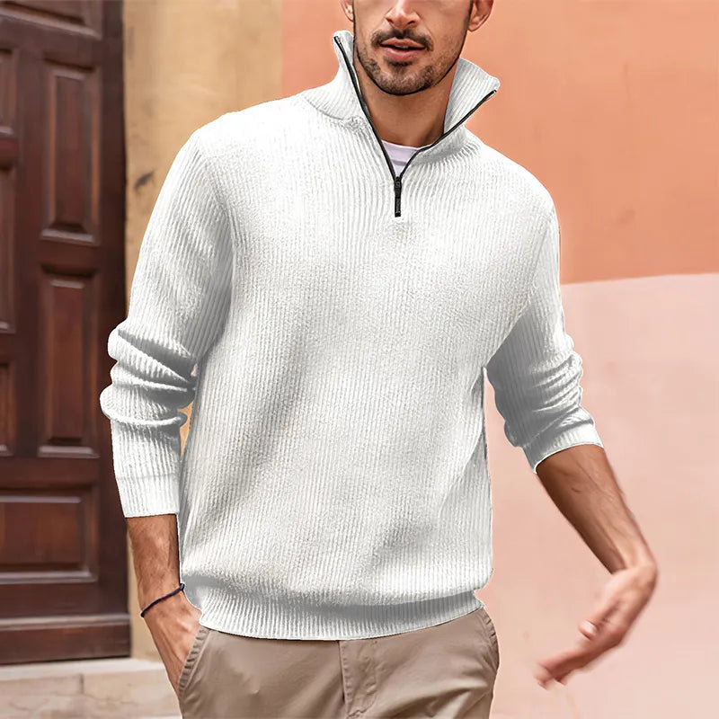 Byrne Men’s Sweater – Half Zip Stand Collar Knit