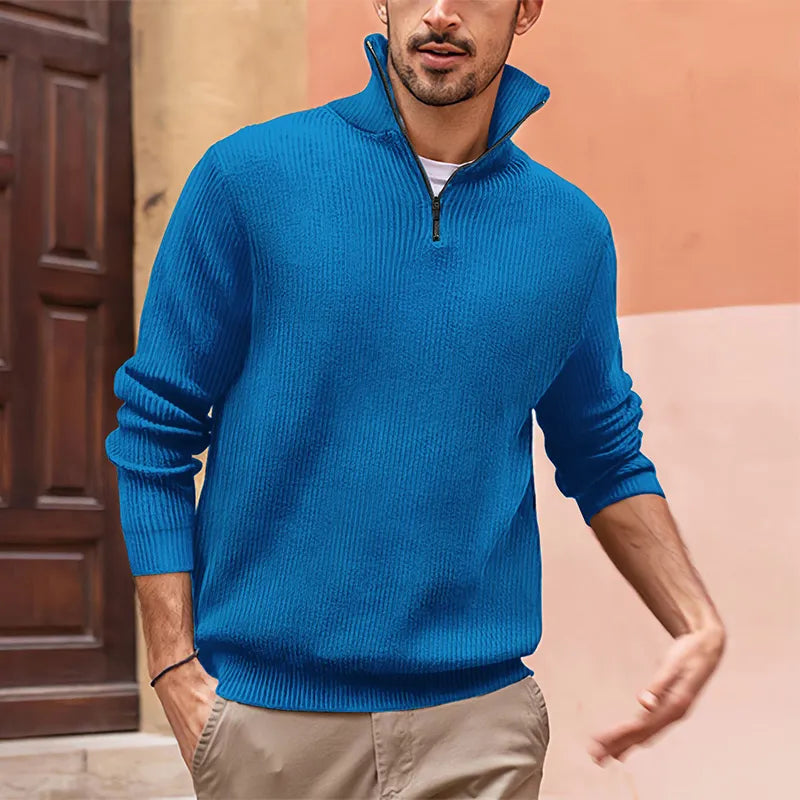 Byrne Men’s Sweater – Half Zip Stand Collar Knit