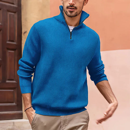 Byrne Men’s Sweater – Half Zip Stand Collar Knit