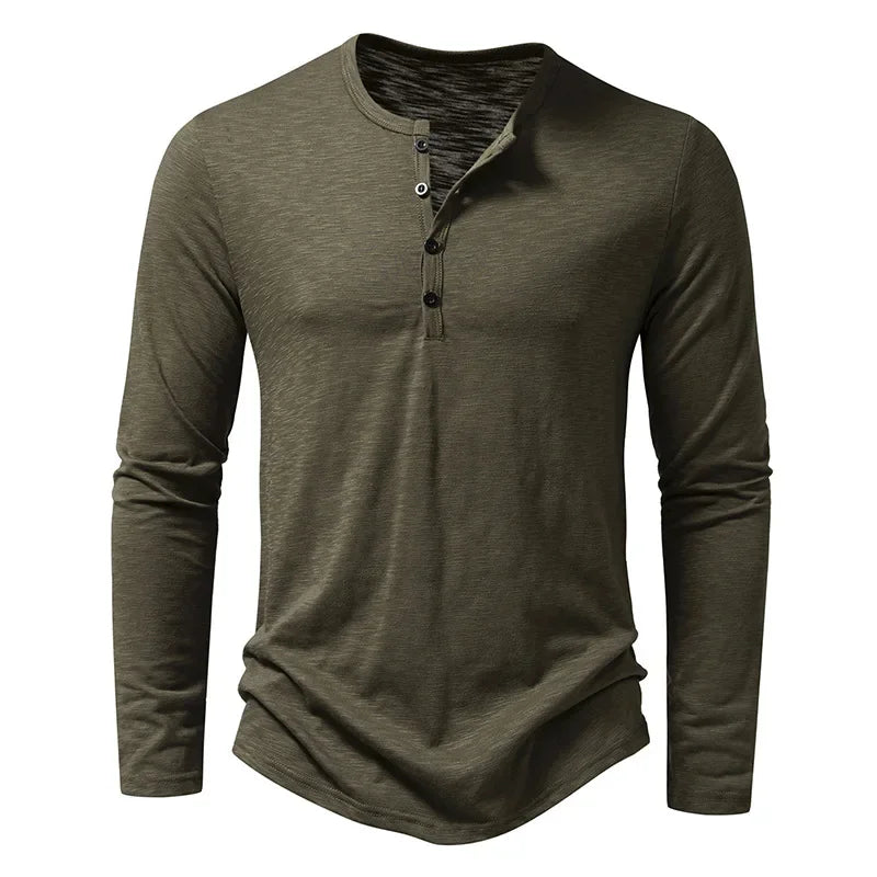 Barclay & Bloom | Men’s Henley Shirt – Long Sleeve Cotton Blend Top with Button Placket