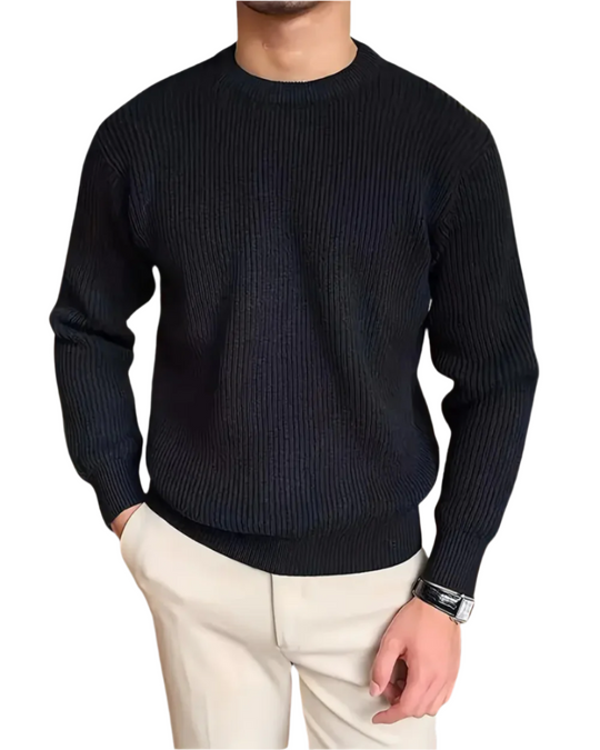 Marcus – Knitted Ribbed Crewneck Sweater for Men