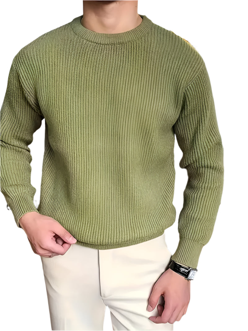 Marcus – Knitted Ribbed Crewneck Sweater for Men