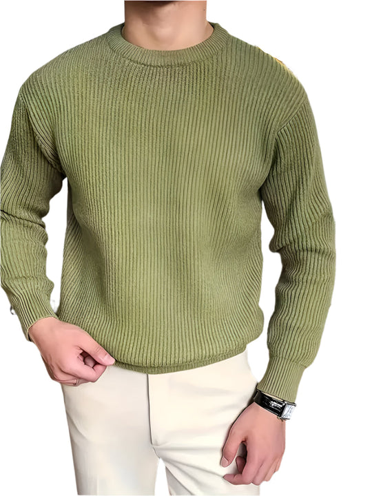 Marcus – Knitted Ribbed Crewneck Sweater for Men