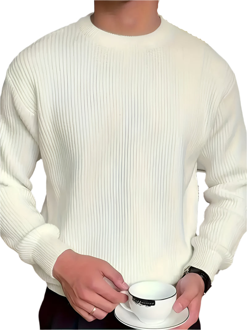 Marcus – Knitted Ribbed Crewneck Sweater for Men