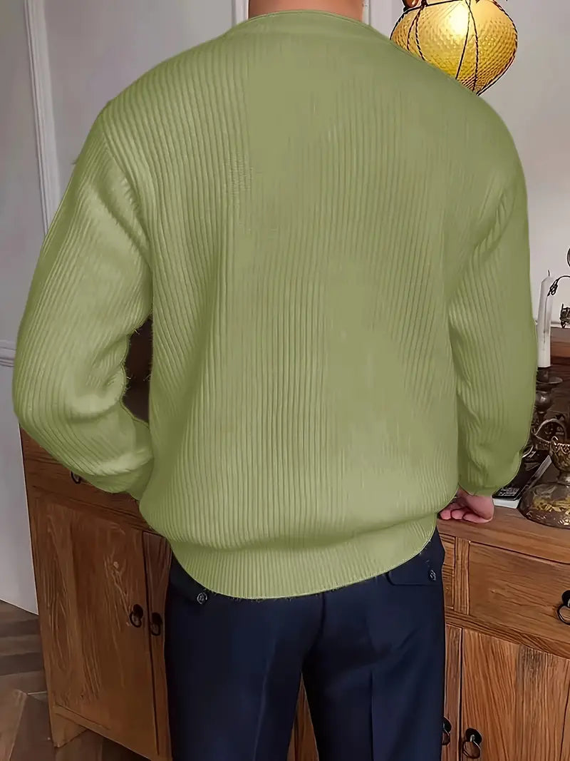Marcus – Knitted Ribbed Crewneck Sweater for Men