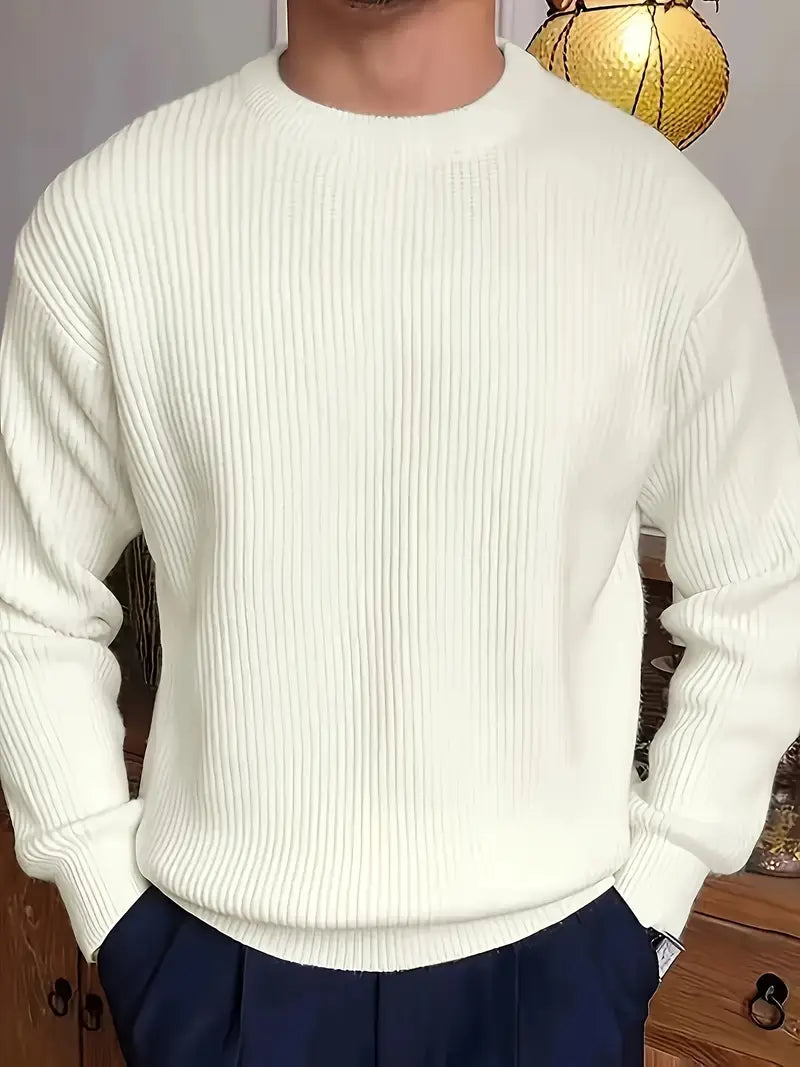 Marcus – Knitted Ribbed Crewneck Sweater for Men