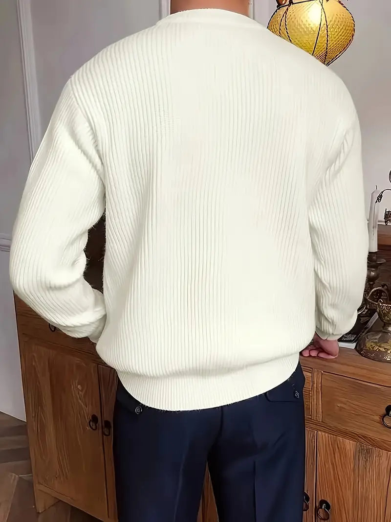 Marcus – Knitted Ribbed Crewneck Sweater for Men