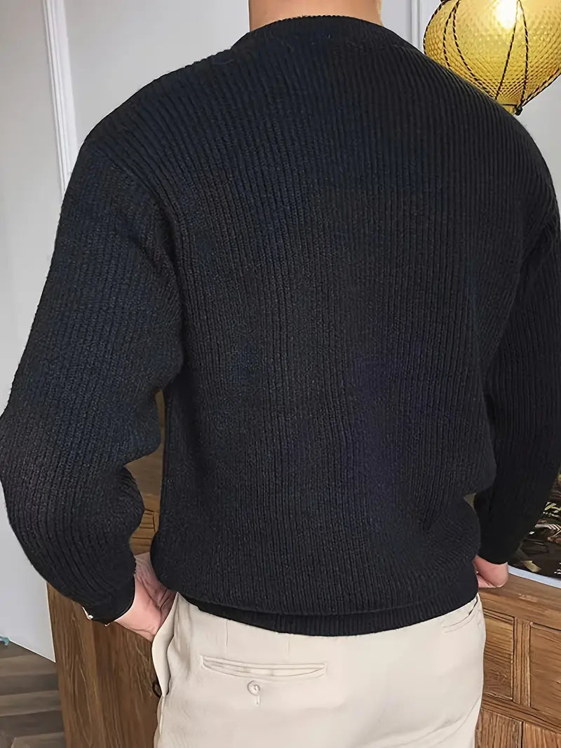 Marcus – Knitted Ribbed Crewneck Sweater for Men