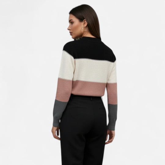 Barclay & Bloom | Women’s Knit Sweater – Color Block Long Sleeve Pullover