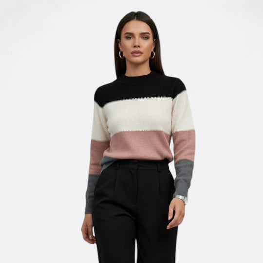 Barclay & Bloom | Women’s Knit Sweater – Color Block Long Sleeve Pullover