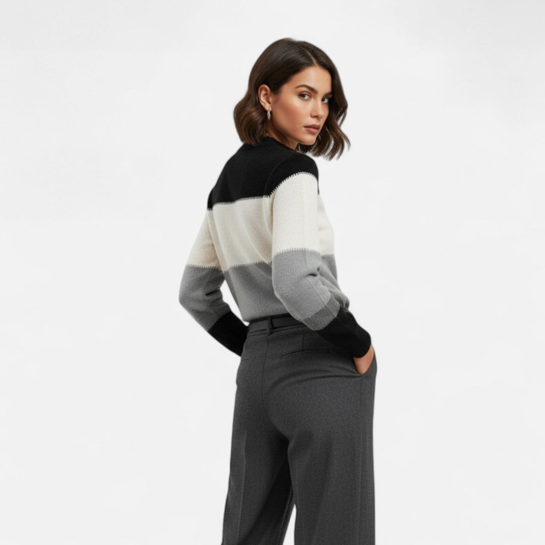 Barclay & Bloom | Women’s Knit Sweater – Color Block Long Sleeve Pullover