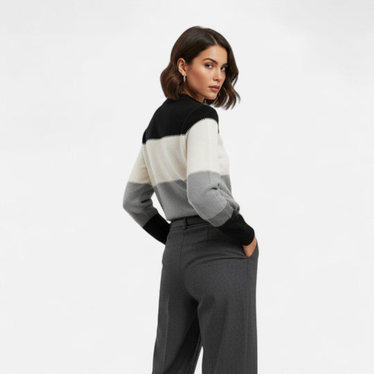 Barclay & Bloom | Women’s Knit Sweater – Color Block Long Sleeve Pullover