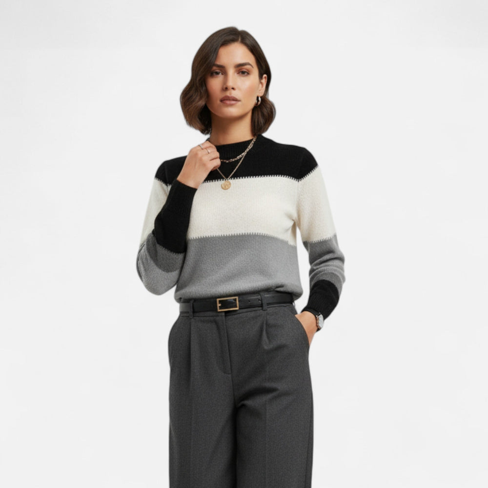 Barclay & Bloom | Women’s Knit Sweater – Color Block Long Sleeve Pullover