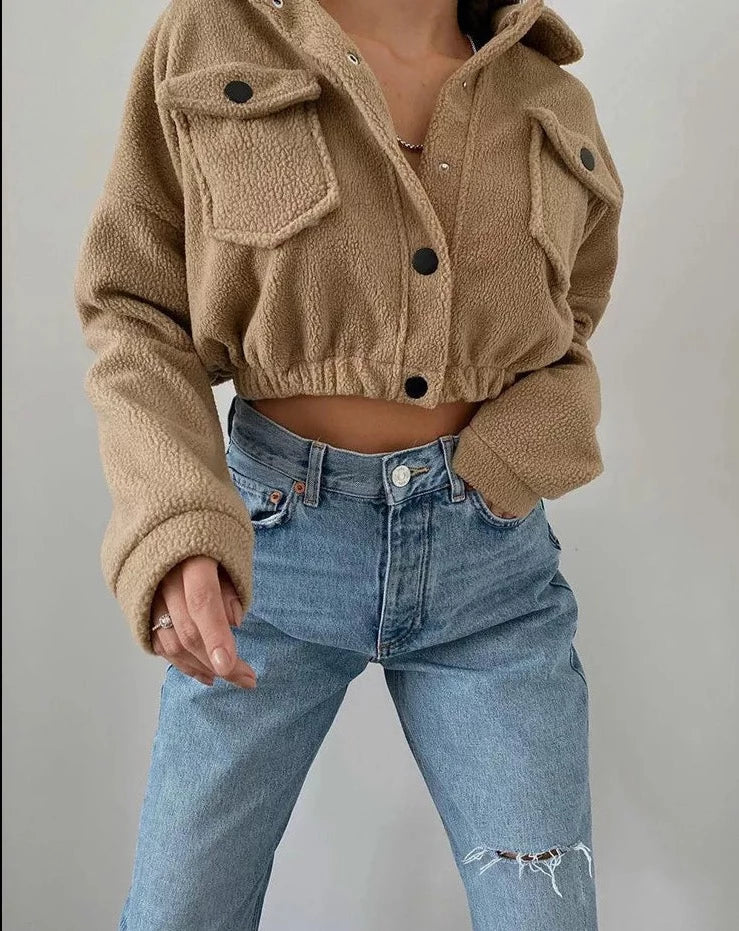 Mira | Women's Cropped Fleece Bomber Jacket
