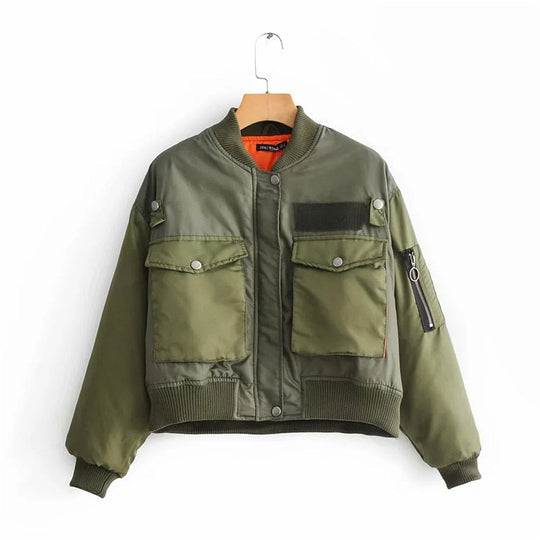 Isolde | Women's Cropped Utility Bomber Jacket