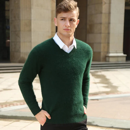 Elliot Men’s Wool Sweater – V-Neck Long Sleeve