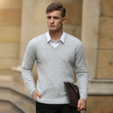 Elliot Herren Wollpullover – V-Ausschnitt Langarm