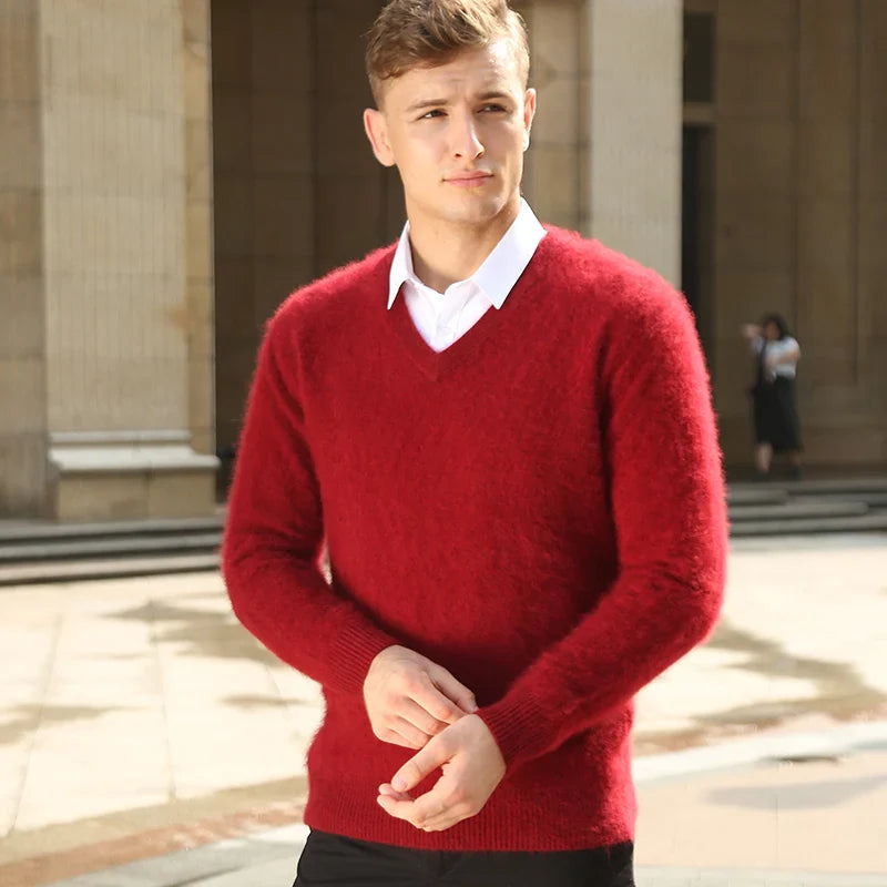Elliot Men’s Wool Sweater – V-Neck Long Sleeve