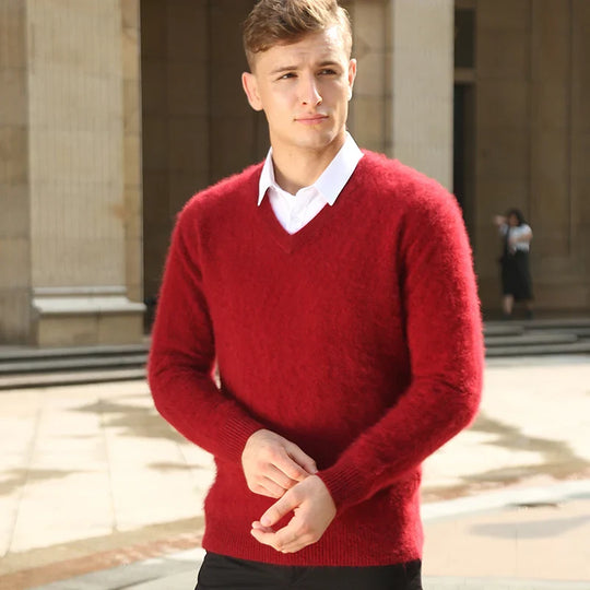 Elliot Men’s Wool Sweater – V-Neck Long Sleeve