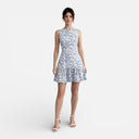 Damen Pastellfarbenes Blumenkleid Ärmellos Gestuft Frühling