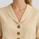 Women’s Linen Cotton Shirt Short Sleeve Casual Summer Top