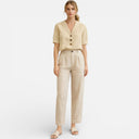 Women’s Linen Cotton Shirt Short Sleeve Casual Summer Top