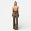 Women’s Backless Halter Outfit Set Wide Leg Pants Lightweight
