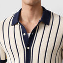 Men’s Striped Knit Polo Shirt Breathable Summer Classic Fit