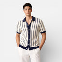 Men’s Striped Knit Polo Shirt Breathable Summer Classic Fit