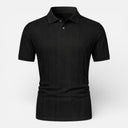 Heren Jacquard Gebreid Poloshirt Ademend Slank Model Casual
