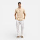 Heren linnen-katoen mengsel Henley overhemd korte mouw informeel zomer