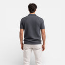 Heren polo met korte mouwen, gestructureerde brei, ademend, slanke pasvorm