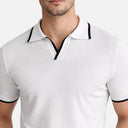 Men’s Slim Fit Polo Shirt Contrast Collar Lightweight Knit