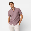 Men’s Linen Cotton Blend Shirt Short Sleeve Lightweight Summer