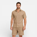 Men’s Summer Outfit Shirt and Shorts Set Lightweight Textured