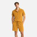 Men’s Corduroy Summer Set Shirt and Shorts Matching Outfit