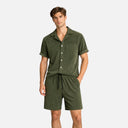 Men’s Corduroy Summer Set Shirt and Shorts Matching Outfit