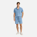 Men’s Corduroy Summer Set Shirt and Shorts Matching Outfit
