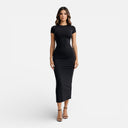 Women’s Bodycon Dress Short Sleeve Slim Fit Midi Elegant