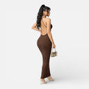 Women’s Ribbed Bodycon Maxi Dress Summer Slim Fit Backless Elegant
