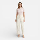 Women’s Ribbed Knit Polo Shirt Slim Fit Short Sleeve Summer Top